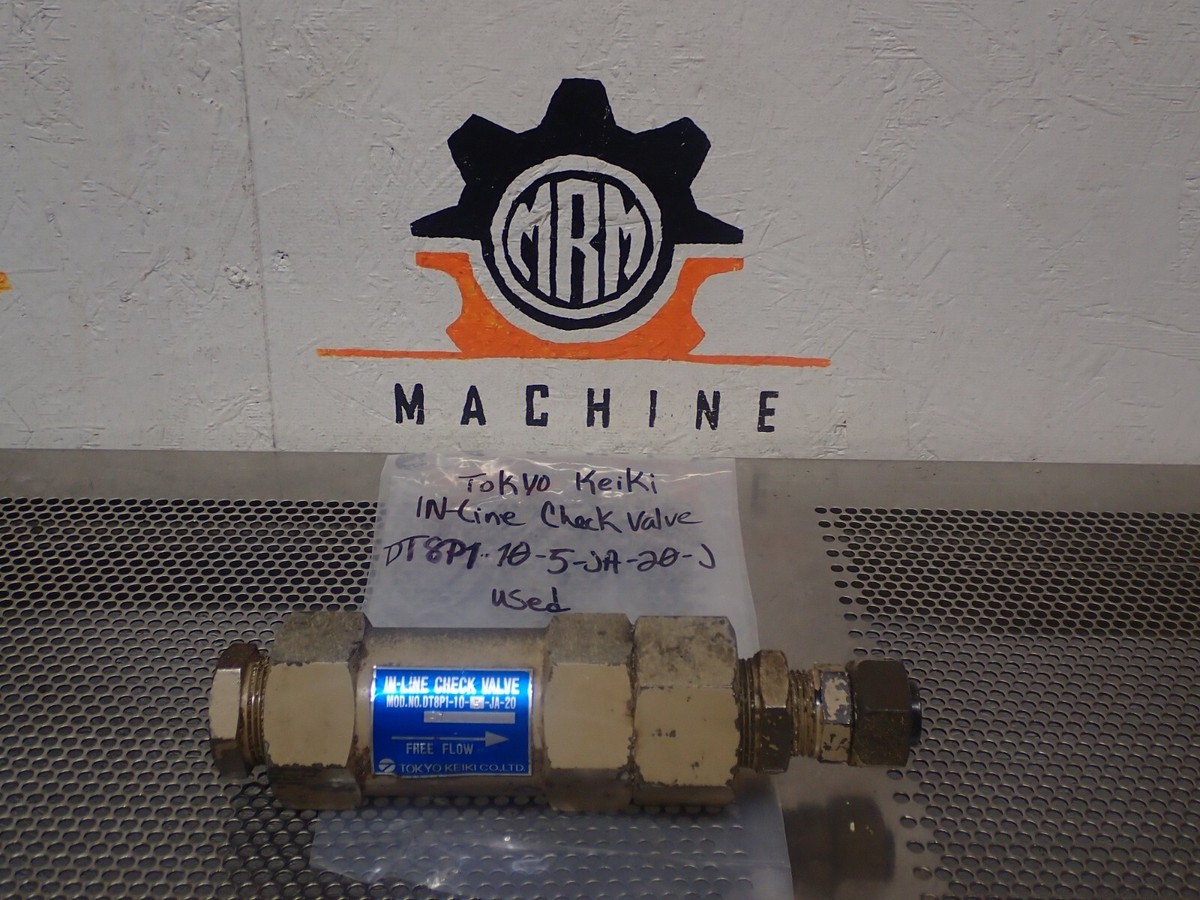 TOKYO KEIKI CO. DT8P1-10-5-JA-20 In-Line Check Valve Used With