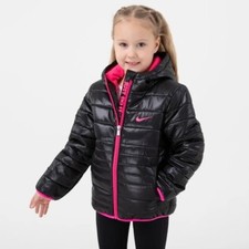 NWT Nike Little Kids' Full-Zip Puffer Jacket  36G461-023 Black/ Pink