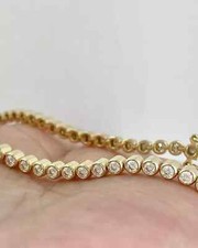 Certified 5.5 CT Round Moissanite Bezel Set Tennis Bracelet In Sterling Silver