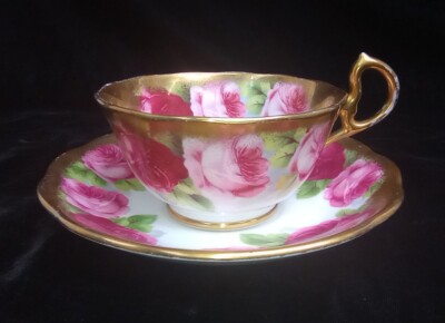 Royal Albert OLD ENGLISH ROSE Tea Cup & Saucer Gold Teacup Gold Gilt Trim Wear