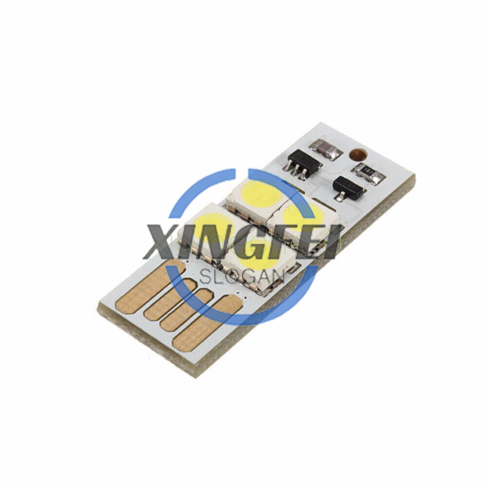 2Pcs Bulb Card Lamp Keychain White Pocket Mini USB Touch switch 4LED Night Light