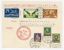 P54/22 SWITZERLAND 1930 ZEPPELIN AIRMAIL COVER SIEGER 57a