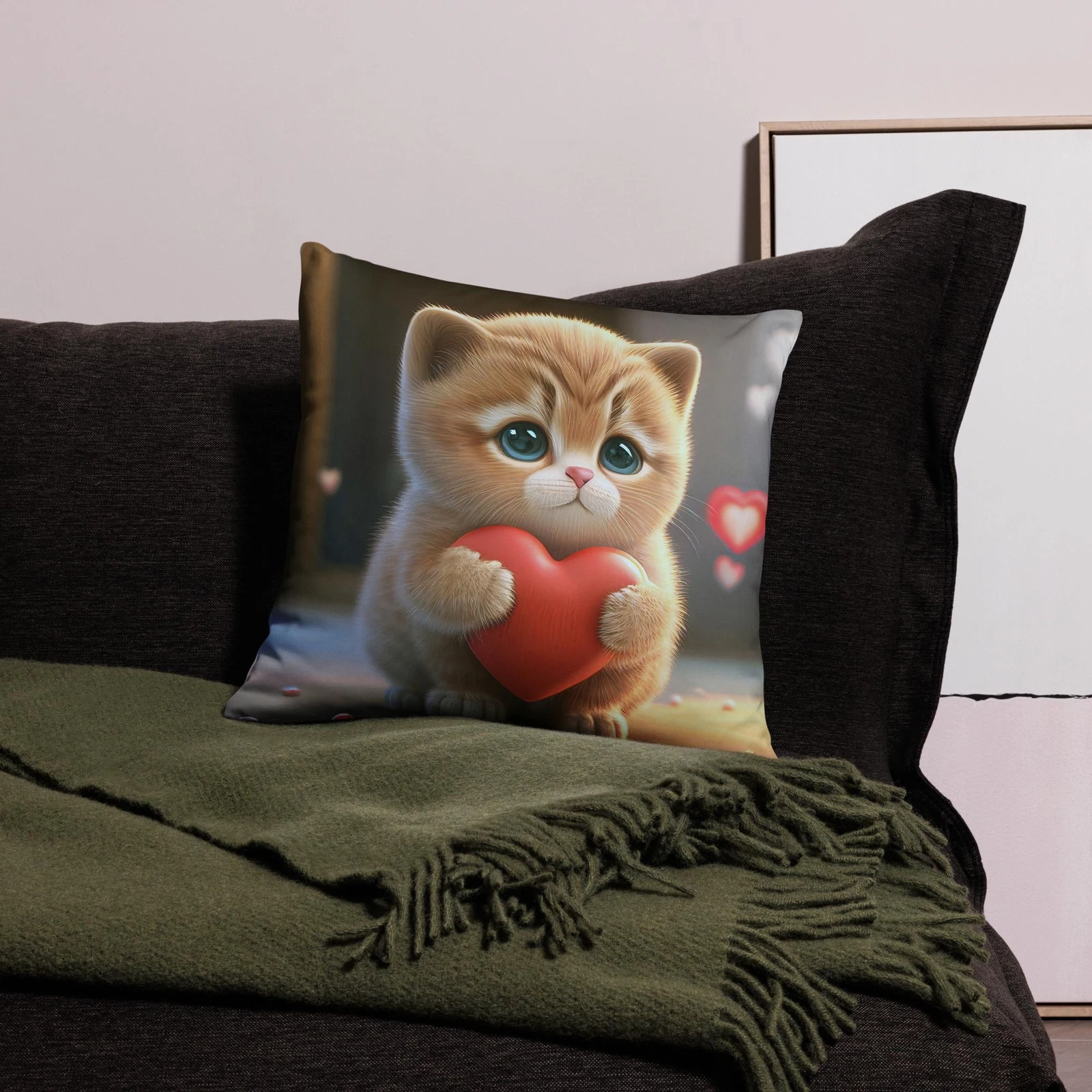 Throw Pillow Case Kitten 12