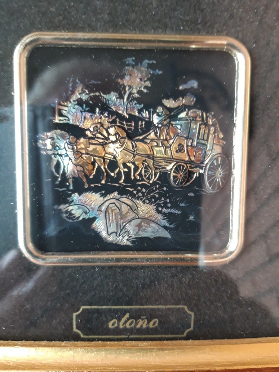 Fantastica Coppia Quadretti Foglia Oro 24 Carati, Unici, Carrozze - Foto 10