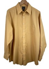 Jos A Bank Traveler  s Collection Mens Tab Collar Yellow Dress Shirt Size 17.5-34