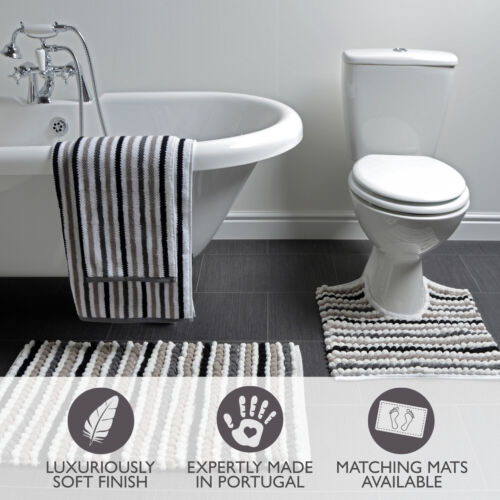 Tappetino da bagno grosso a righe Bobble due pezzi tappetino da bagno e piedistallo set di lusso - Foto 23 di 49