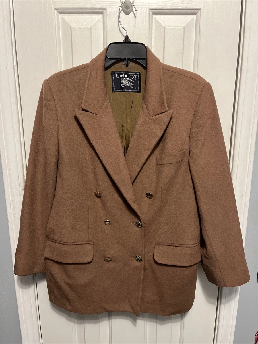 Blazer Burberry Vintage a Medida Doble Pecho Lana Marrón 42R Botón Dorado