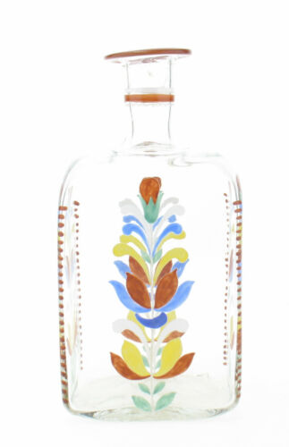 Brantweinflasche Frankenthal Barock Stil Flasche Vierkantflasche Emaille floral - Afbeelding 1 van 6