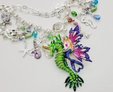 Kirks Folly Necklace Magical World of Sea Fairies Couture silver tone Crystal