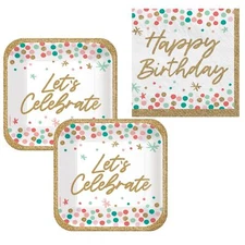 Happy Birthday Dessert Party Supply Pack for 36 People | Bundle Includes Pape...