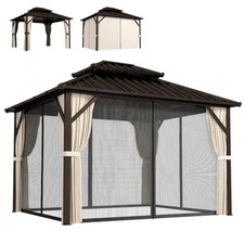 Outsunny 3 x 3 m Hardtop Gazebo Canopy with Aluminium Frame, Garden Gazebo