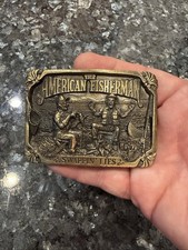 Vintage 1986 The American Fisherman Swappin' Lies Belt Buckle Made in USA