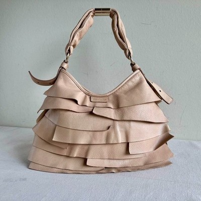 YVES SAINT LAURENT YSL ST. TROPEZ Leather Ruffle Shoulder Bag