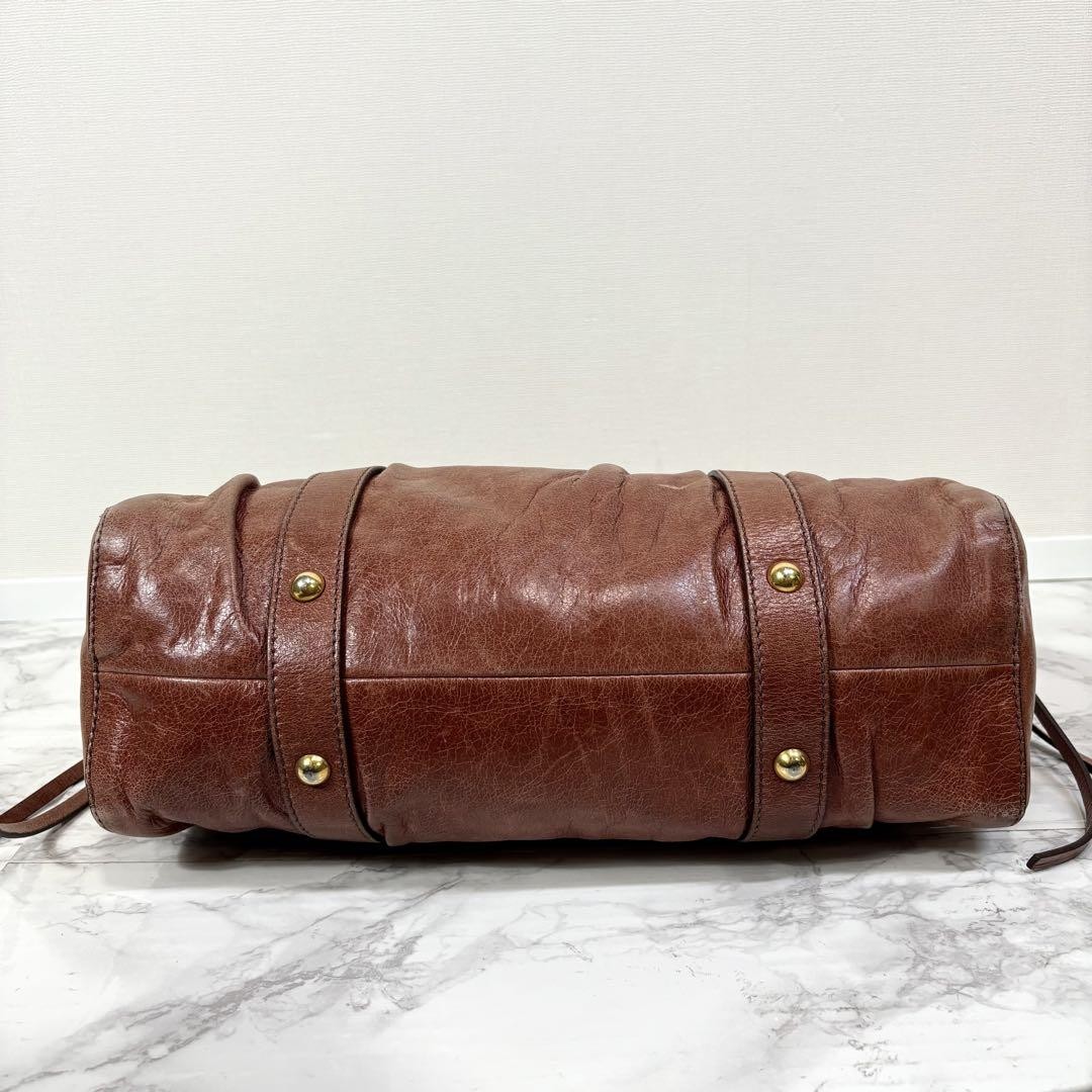 バッグ miu miu vitello lux 2way bag brown Others Miu Miu Vitello Lux Brown Leather Large 2way Bag
