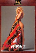 1996 Versace Home Signature Vintage Magazine Ad Fashion Legs Claudia Schiffer