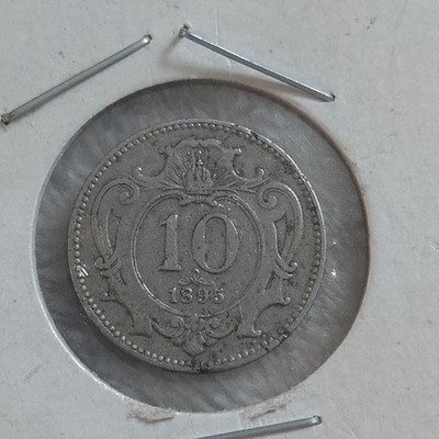 Austria 1895 10 Kreuzer Silver Coin Double-Headed Eagle Uncertified Collectible