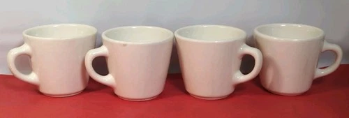 Lot Of 4 Homer Laughlin Restaurant Ware Coffee Cup Tea Cups Mugs Thick White