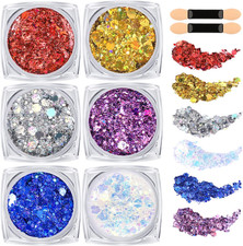Body Glitter Face Glitter Hair Glitter for Kids Women, 6 Colors Face, Body Hair