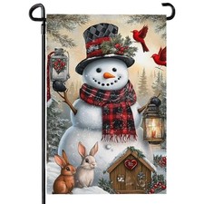 Winter Snowman Garden FLag 12X18 IN Double Sided Welcome Winter Garden Flags