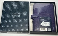 Filofax Finsbury Bible Size Genuine Leather Organizer Blue 022499 With Box Clean