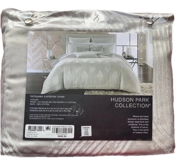 Hudson Park Aurora Silver Duvet Cover - Full / Queen - retail $400 - Image 4 of 4
