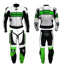 KAWASAKI LEATHER RACING SUIT CE APPROVED PROTECTION Cowhide leather suit