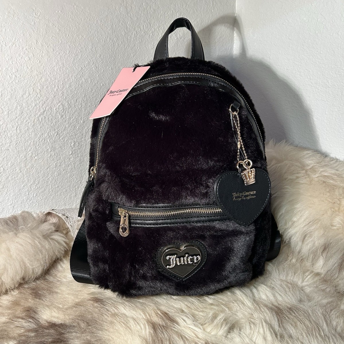 NWT Juicy Couture Warm Up Backpack - Soft Faux Fur 