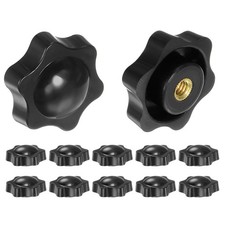12pcs Star Knob 1/4-20 Thread 38mm Head Non-Through Hole Brass Insert Knob Black