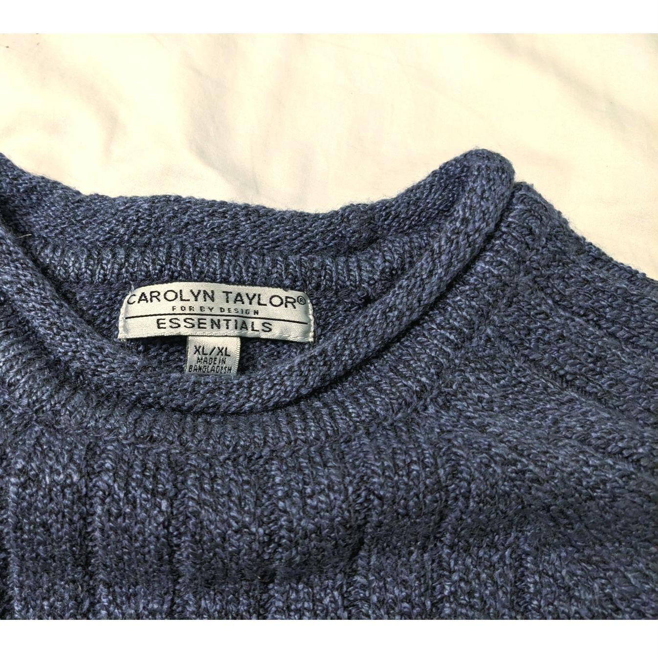 Ribbed Knit Crewneck Raglan Indigo Sweater, Cabincore Cozycore Everyday Casual image 3