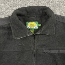 Cabela's Fleece Jacket Mens Size L Black Outdoor Full Zip Reinforced Elbows