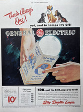 1945 General Electric Light Bulbs Lamps Stay Brighter Longer Dogs VTG Print Ad
