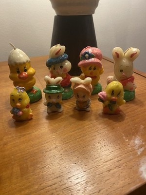 Vintage Lot of 8 Painted Easter Candles