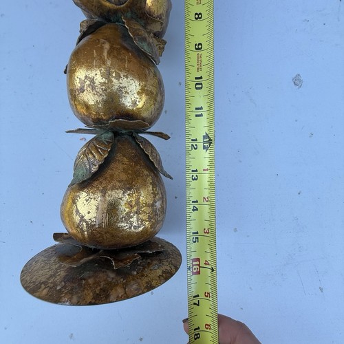 Pre-owned Dept 56 Metallic Gold Gilded Pears 3-candle holder. - Picture 8 of 9