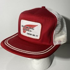 Vintage 80s Red Wing Shoes Patch Mesh Snapback Trucker Hat Cap Made in USA Nice!