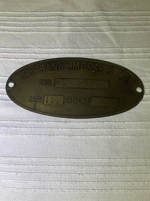 FAIRBANKS MORSE & CO TYPE H STATIONAY ENGINE NAME PLATE EMBLEM BADGE INSIGNIA