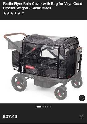 Radio Flyer Rain Cover with Bag for Voya Quad Stroller Wagon - Clear/Black