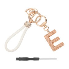 Initial Letter Keychain Letter E - Initial Wristlet KeyChain Champagne