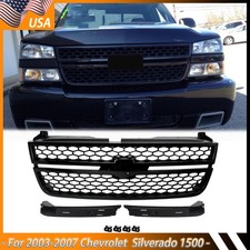 For 2003-07 Silverado 1500 2500 3500 Hd Gloss Black Grille Honeycomb Style Grill