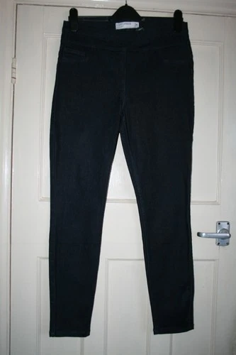 SIZE 14 NEXT DARK BLUE SCULPT JEGGINGS WITH ELASTIC WAIST   28" LEG