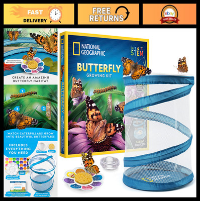 Butterfly Growing Kit - Habitat with Voucher for 5 Caterpillars, Cage & Feeder,