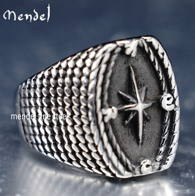 #ad MENDEL Mens Nautical North Star Compass Marine Ring Stainless Steel Size 7 13 $13.99
