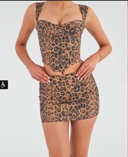 Mistress Rocks  Animal Print Mini Skirt and corset top co ord Size XS (UK 4/6)