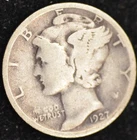 1927 GOOD-VERY GOOD Mercury Dime, 90% Silver