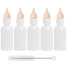 Pack of 5 Pet Feeding Bottle, Reusable Nursing Bottles Kits with Silicone Nip...