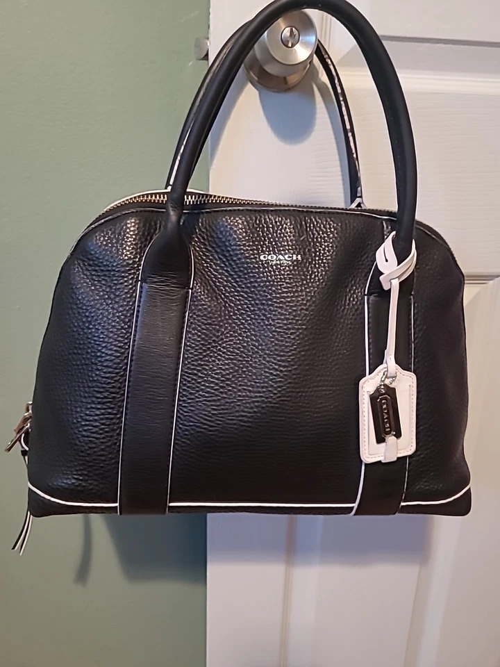 Coach Bleecker Preston Satchel Pebbled Leather Black Large 14" Non Outlet - Image 2 of 4