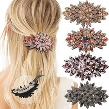 4Pcs Rhinestone Flower Hair Clips Spark Hair Barrettes for Women Thick Thin Hair