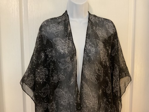 Kimono Fringe Scarf Wrap One Size Fits Most Paisley Pattern Multicolor - Picture 4 of 15