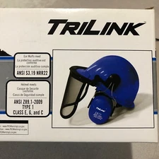 NEW Genuine TriLink Chainsaw Forestry Safety Helmet +Ear Muffs+Face Shield Visor