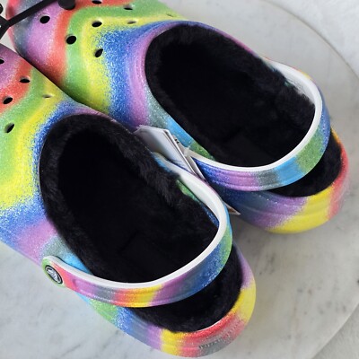 Crocs Classic Lined Spray Dye Clog Rainbow Mens Sz 12 NWT  display picture 3