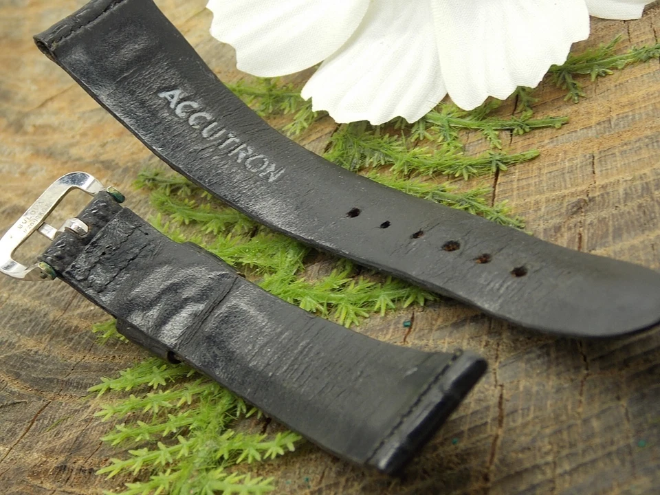 Correa de reloj Bulova Accutron vintage lagarto con hebilla llena de oro 16 mm usada Foto 4 de 4